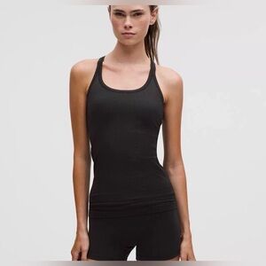 Lululemon Ebb to Street Black Ribbed Tank Top with built in bra (no cups) Size 8
